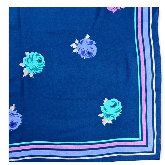 Vintage Accessories Vintage Retro Square Head Scarf Blue Repeating